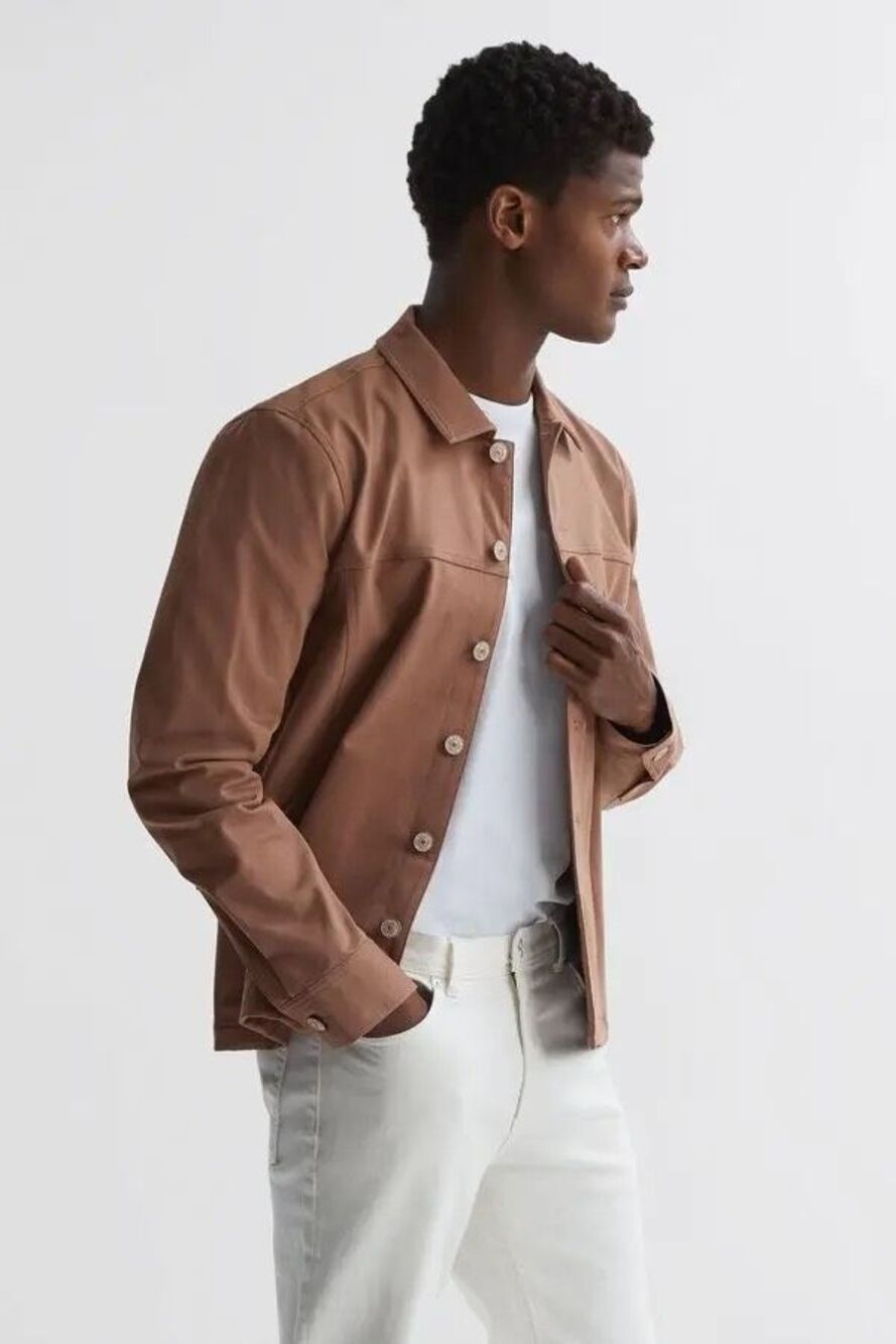 PAIGE $500 Elsmar Jacket Deep Mauve Cotton Blend Mens S NWT - Picture 3 of 12